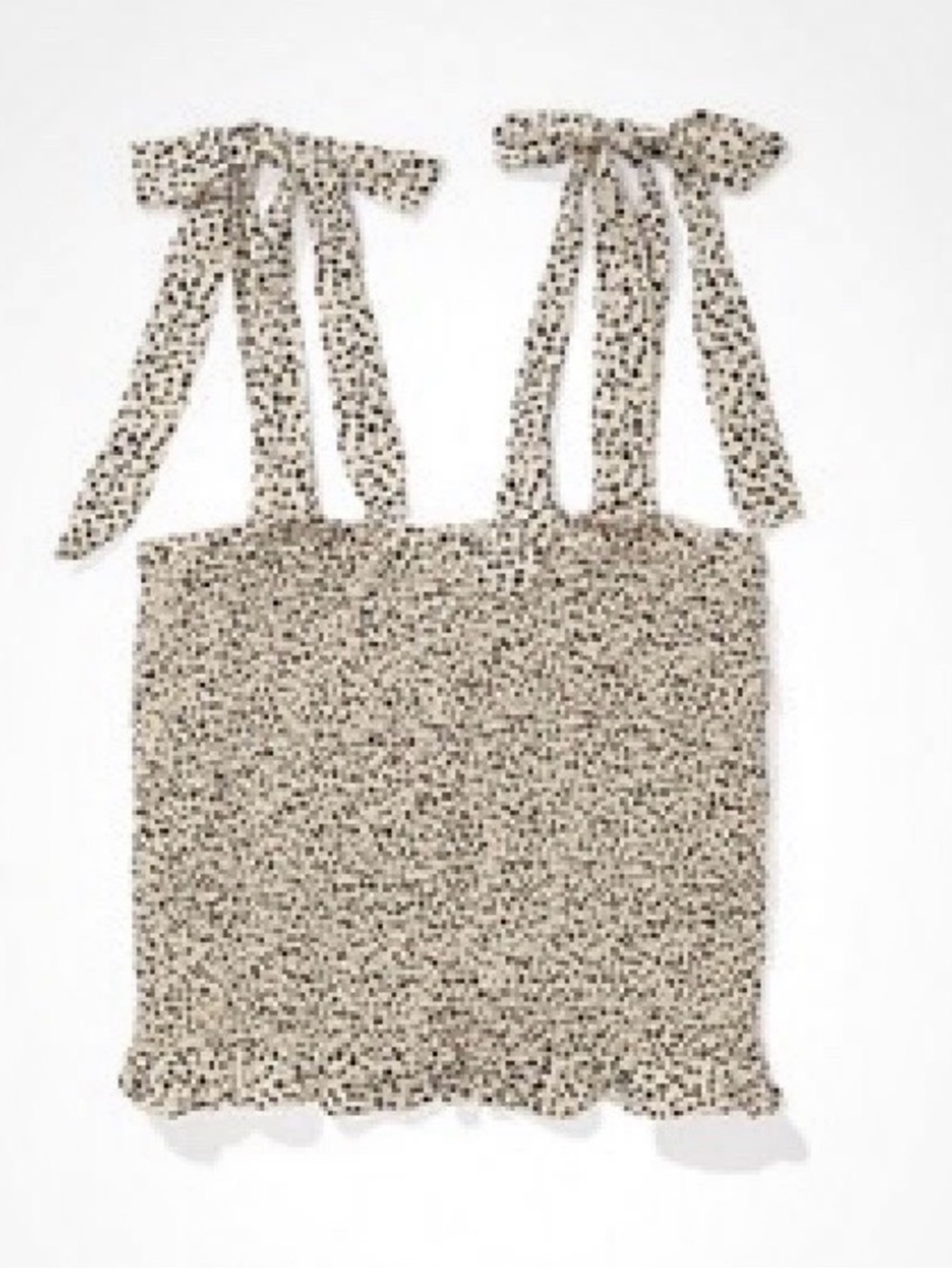 NEW Leopard American Eagle Cream Speckle Tie-Shoulder Smocked Tank M NWT